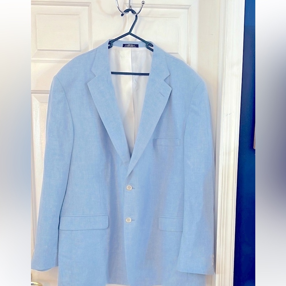 Town Craft Men’s Light Blue Linen Polyester Blend Blazer Sport Coat Size 50L